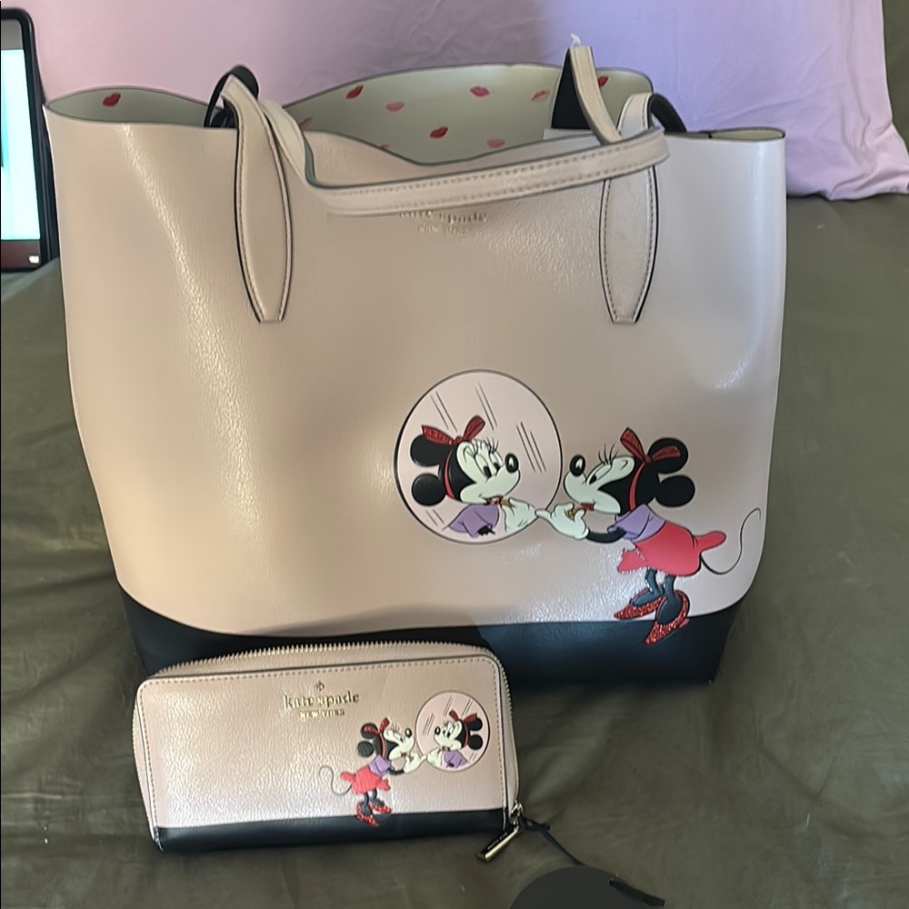 Kate Spade Cream and Black Minnie Mouse Tote Bag